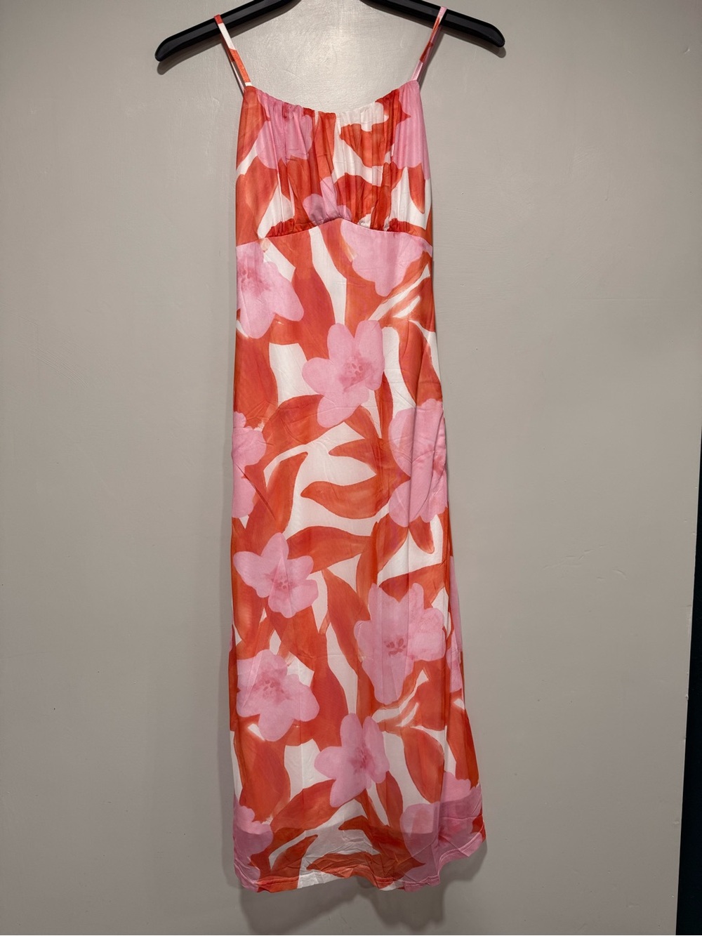 Pink & Coral Floral Spaghetti-Strap Maxi Dress